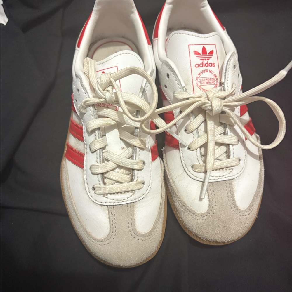 Adidas Classic White and Red Trainers